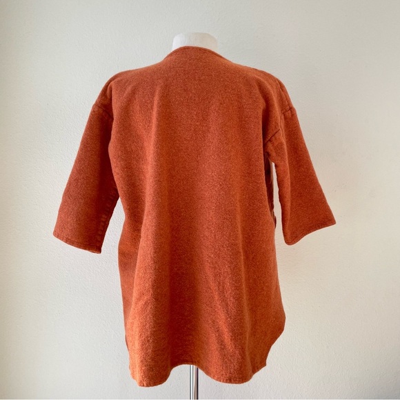 Eskandar Sweater Womens Burnt Orange Wool Cashmere Scottish Boxy Marled - Picture 2 of 12